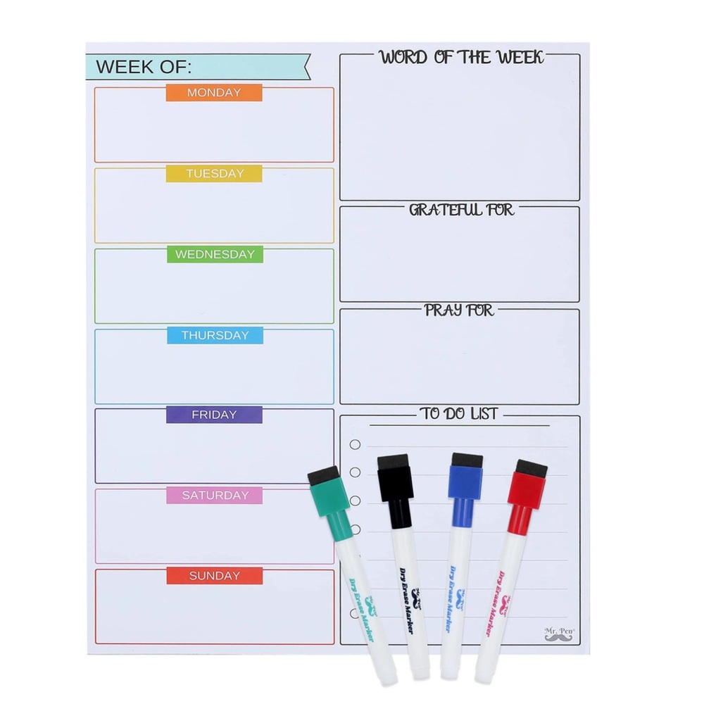 Mr. Pen Magnetic 14.7 x 11.8" Weekly Calendar Dry Erase Board Planner NWT